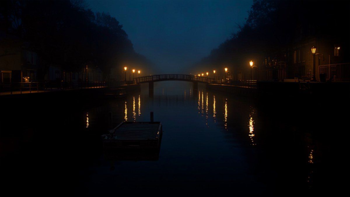 Halte nautique sur le canal à Wasquehal, la nuit